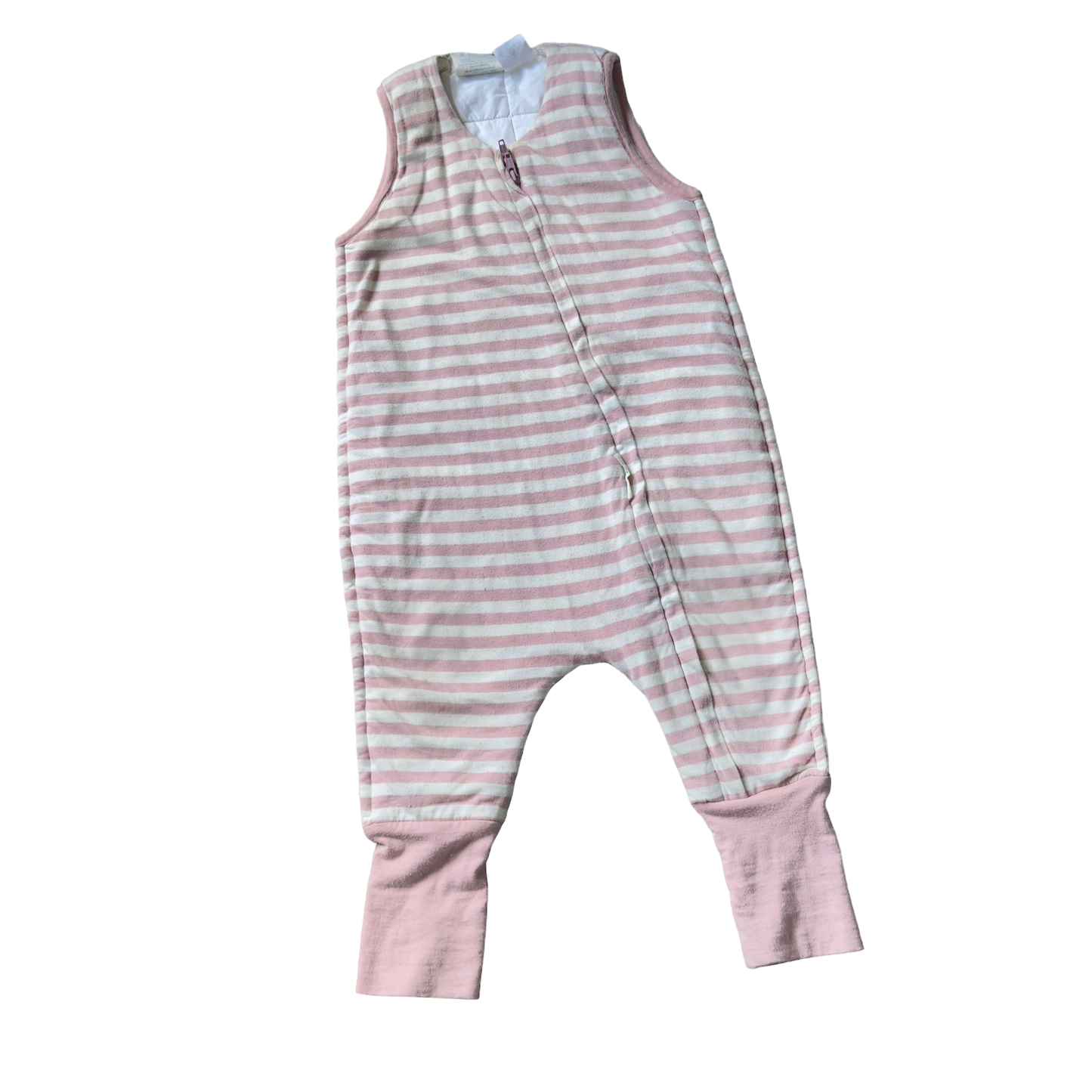 Woolbabe sleep suit | 2 years | pink & white stripped | GUC