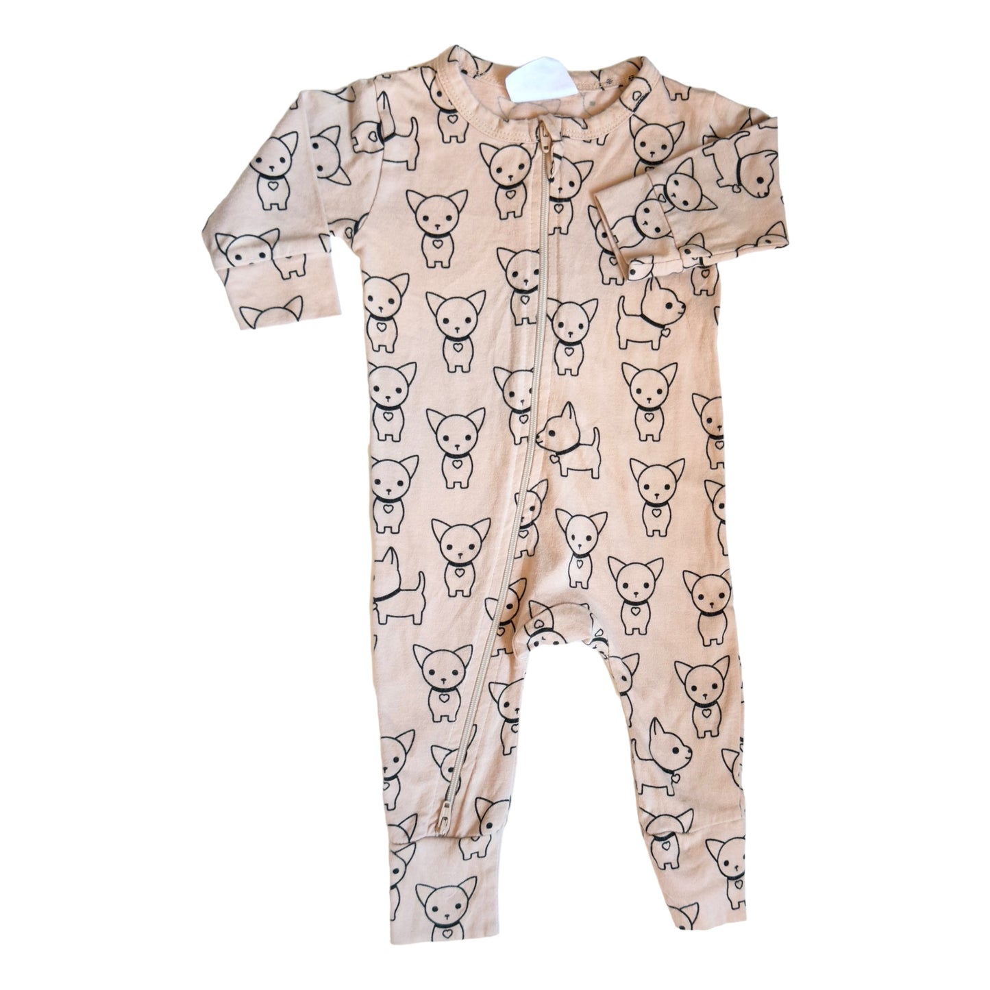 HUX baby growsuit | 0-6 months | EUC | pink with cats | organic cotton